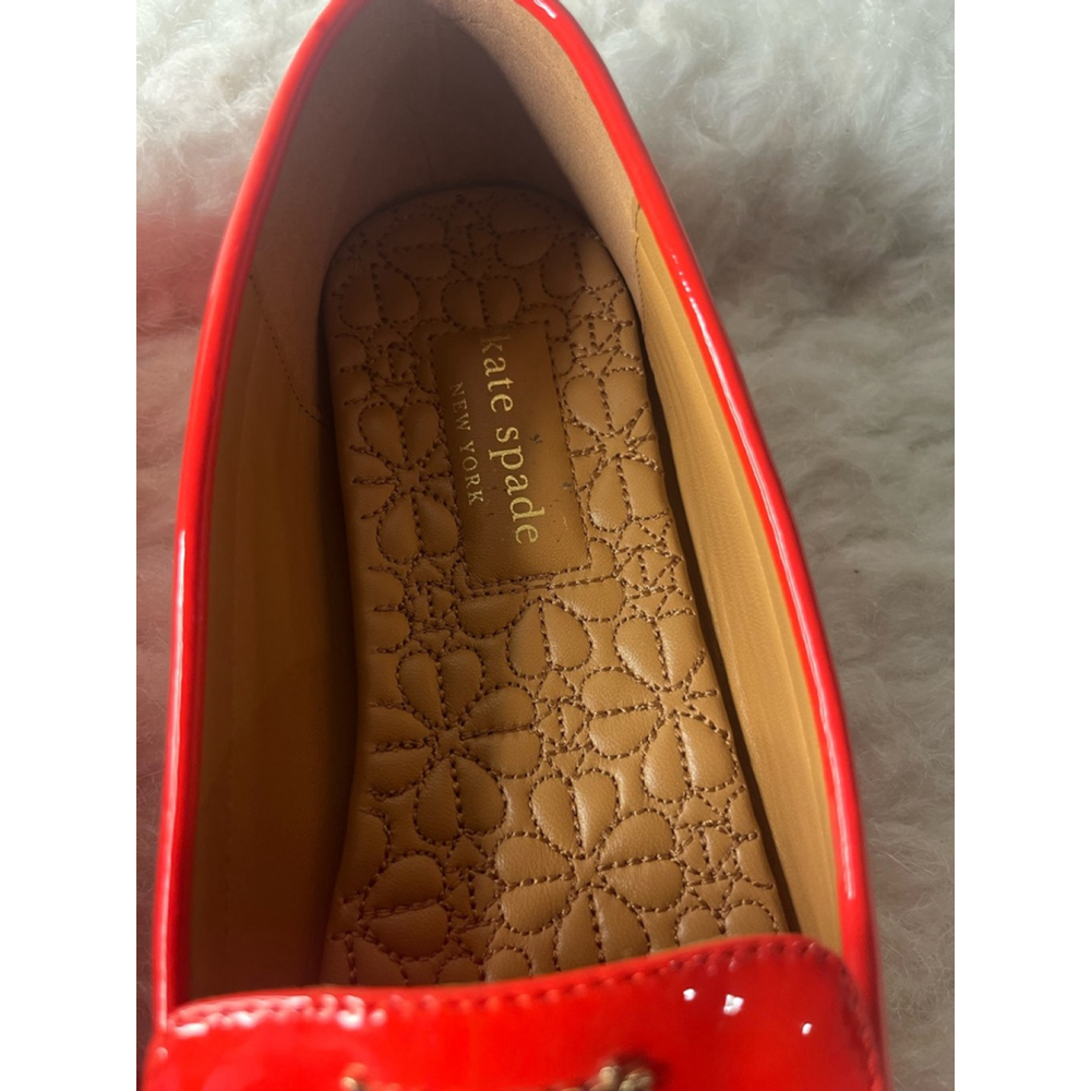 Kate Spade Cow Leather Slip on Loafer Shoes Women Size 9B Blood Orange - Picture 8 of 12
